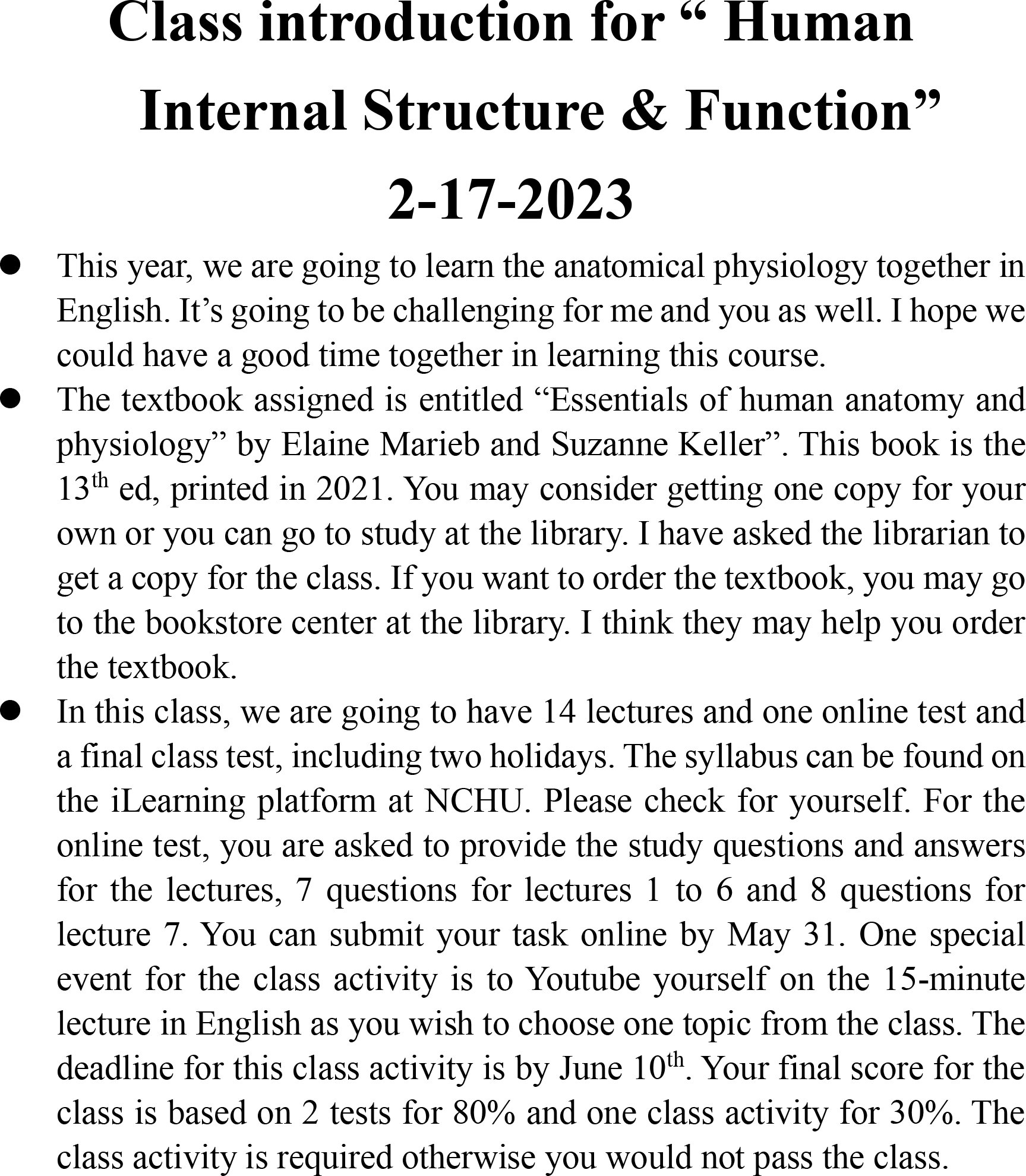 【111-2】 Human Internal Structure and Function人體內部構造與功能